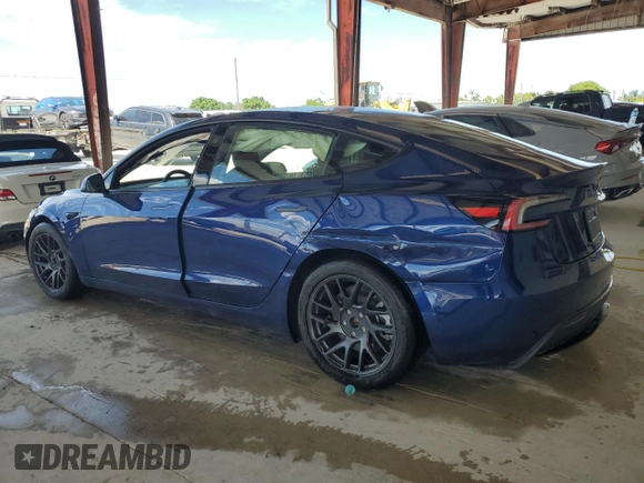 2025 Tesla Model 3 Long Range with VIN 5YJ3E1EBXSF941345, listed as a Copart auction lot 60229865 with 1,711 mi miles and Salvage title. Bid and sale history available at DreamBid. Image 2.