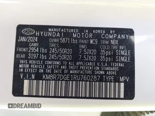 2024 Hyundai Palisade Calligraphy z VIN KM8R7DGE1RU760287, wystawiony jako IAAI lot #41901721 z przebiegiem 26 359 mil mil oraz . Historia ofert i sprzedaży dostępna na DreamBid. Obrazek 9.