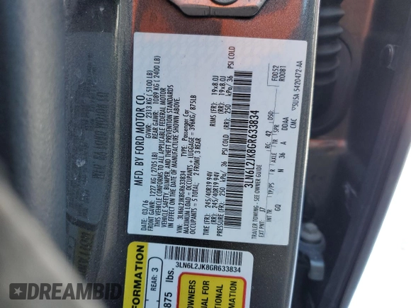 2016 Lincoln MKZ with VIN 3LN6L2JK8GR633834, listed as a Copart auction lot 45532625 with 164,478 mi miles and Salvage Title. Bid and sale history available at carsss.com. Image 12.