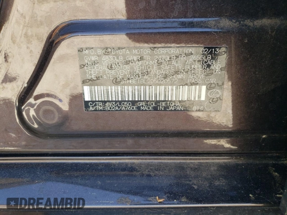 2013 Lexus GS 350 with VIN JTHBE1BL2D5020572, listed as a Copart auction lot 53092485 with 108,238 mi miles and Salvage title. Bid and sale history available at DreamBid. Image 12.