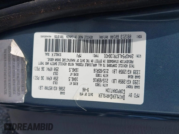 2007 Chrysler Town & Country Touring with VIN 2A4GP54L67R133643, listed as a IAAI auction lot 42275755 with 84,881 mi miles and . Bid and sale history available at DreamBid. Image 9.