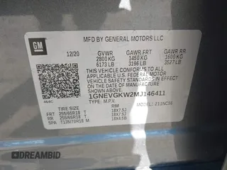 2021 Chevrolet Traverse LT Cloth with VIN 1GNEVGKW2MJ146411, listed as a IAAI auction lot 41694651 with 57,673 mi miles. Bid and sale history available at carsss.com. Image 9.
