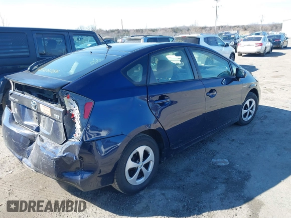 2013 Toyota Prius One with VIN JTDKN3DU9D0351178, listed as a IAAI auction lot 41705786 with 98,524 mi miles. Bid and sale history available at carsss.com. Image 4.
