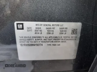 2017 Chevrolet Bolt EV Premier with VIN 1G1FX6S08H4156774, listed as a Copart auction lot 59522812 with 70,579 mi miles. Bid and sale history available at carsss.com. Image 10.