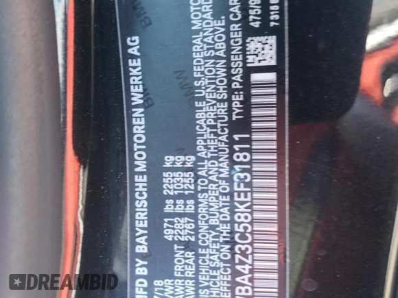 2019 BMW 4 Series 430i xDrive with VIN WBA4Z3C58KEF31811, listed as a Copart auction lot 50414074 with 55,807 mi miles and Salvage title. Bid and sale history available at DreamBid. Image 13.