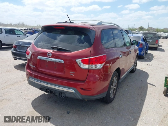 2013 Nissan Pathfinder SV with VIN 5N1AR2MM8DC617164, listed as a IAAI auction lot 41819381 with 116,275 mi miles. Bid and sale history available at carsss.com. Image 4.