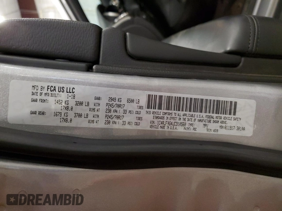 2018 Jeep Grand Cherokee Altitude с VIN 1C4RJFAG4JC310560, выставлен на аукционе Copart как лот 61266615 с пробегом 64 794 миль миль и Списание • Salvage title. История ставок и продаж доступна на DreamBid. Изображение 13.