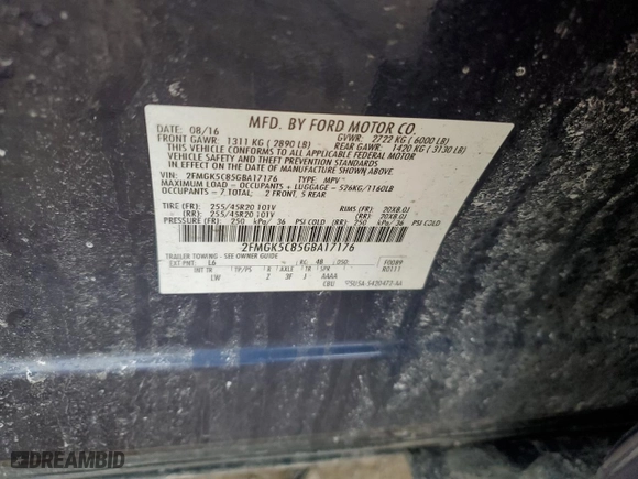 2016 Ford Flex SEL with VIN 2FMGK5C85GBA17176, listed as a Copart auction lot 44229325 with 159,691 mi miles and Clean Title. Bid and sale history available at carsss.com. Image 13.