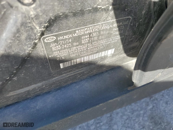 2014 Hyundai Sonata SE with VIN 5NPEC4AC2EH883347, listed as a Copart auction lot 76343144 with 0 mi miles and Salvage Title. Bid and sale history available at carsss.com. Image 13.