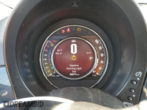 2017 FIAT 500 Pop with VIN 3C3CFFKR2HT700163, listed as a Copart auction lot 49589965 with 88,973 mi miles and Salvage Title. Bid and sale history available at carsss.com. Image 9.