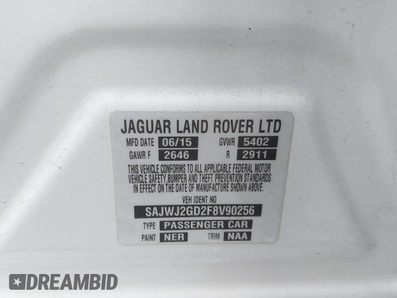 2015 Jaguar XJ Portfolio с VIN SAJWJ2GD2F8V90256, выставлен на аукционе IAAI как лот 42311335 с пробегом 123 299 миль миль и . История ставок и продаж доступна на DreamBid. Изображение 9.