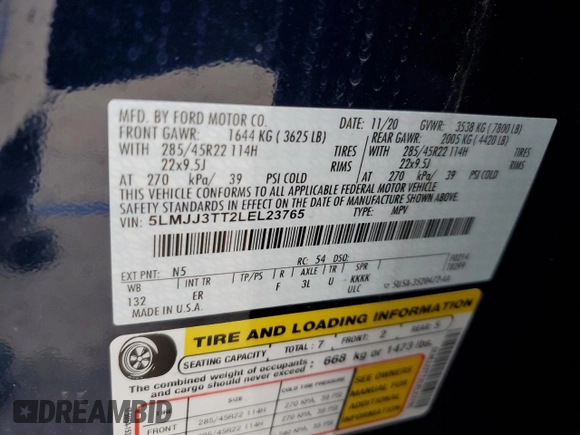2020 Lincoln Navigator Black Label z VIN 5LMJJ3TT2LEL23765, wystawiony jako Copart lot #79443264 z przebiegiem 59 429 mil mil oraz Szkoda całkowita • Salvage title. Historia ofert i sprzedaży dostępna na DreamBid. Obrazek 13.