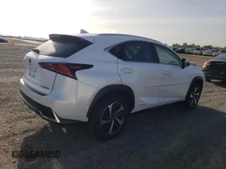 2021 Lexus NX 300h with VIN JTJGJRDZ0M5014172, listed as a Copart auction lot 52176455 with 43,644 mi miles and Salvage Title. Bid and sale history available at DreamBid. Image 3.