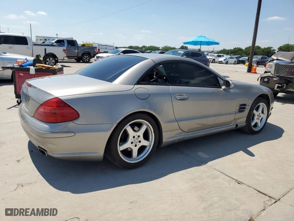 2003 Mercedes-Benz SL-Class with VIN WDBSK75F53F055343, listed as a Copart auction lot 59040214 with 107,014 mi miles and Salvage Title. Bid and sale history available at carsss.com. Image 3.
