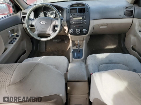 2009 Kia Spectra EX with VIN KNAFE222195620150, listed as a Copart auction lot 47403365 with 141,426 mi miles and Salvage Title. Bid and sale history available at DreamBid. Image 8.