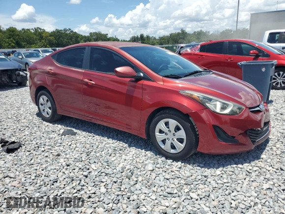 2016 Hyundai Elantra SE with VIN 5NPDH4AE6GH772186, listed as a Copart auction lot 62718325 with 97,667 mi miles and Salvage title. Bid and sale history available at DreamBid. Image 4.