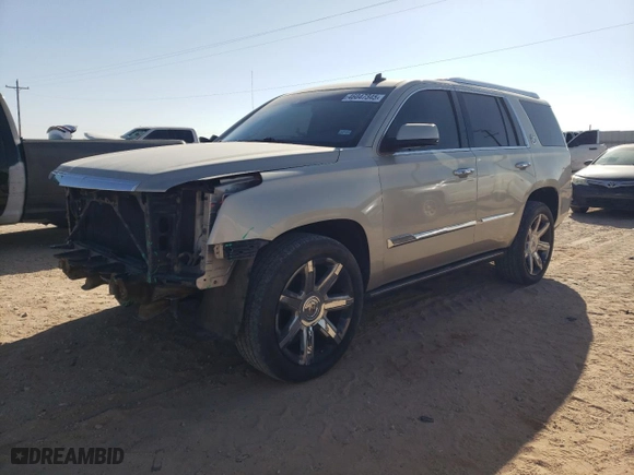 2015 Cadillac Escalade Premium with VIN 1GYS4CKJ8FR221557, listed as a Copart auction lot 46047345 with 155,020 mi miles and Salvage Title. Bid and sale history available at carsss.com. Image 1.