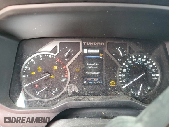 2023 Toyota Tundra SR with VIN 5TFKB5DB2PX111047, listed as a Copart auction lot 58541065 with 42,408 mi miles and Salvage title. Bid and sale history available at DreamBid. Image 9.