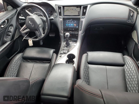 2020 Infiniti Q50 Red Sport 400 with VIN JN1FV7AR7LM660876, listed as a Copart auction lot 60872975 with 62,668 mi miles and Salvage title. Bid and sale history available at DreamBid. Image 8.