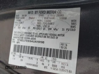 2010 Ford Explorer Eddie Bauer с VIN 1FMEU7EE6AUA19195, выставлен на аукционе IAAI как лот 42387756 с пробегом 200 000 миль миль и . История ставок и продаж доступна на DreamBid. Изображение 9.