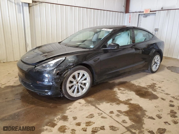 2022 Tesla Model 3 with VIN 5YJ3E1EA2NF336151, listed as a Copart auction lot 50795245 with 14,265 mi miles and Salvage Title. Bid and sale history available at carsss.com. Image 1.