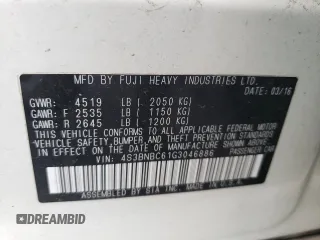 2016 Subaru Legacy Premium with VIN 4S3BNBC61G3046886, listed as a Copart auction lot 61360345 with 162,855 mi miles and Salvage title. Bid and sale history available at DreamBid. Image 12.