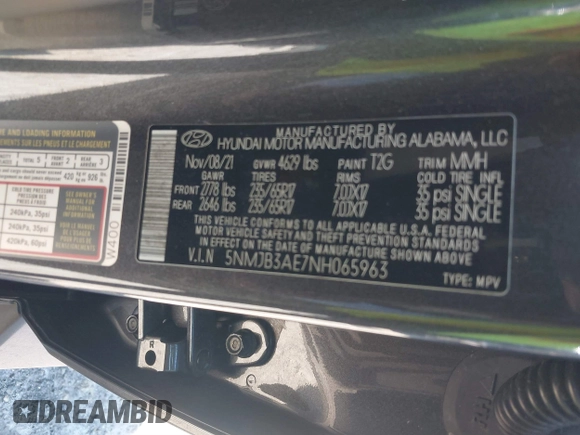 2022 Hyundai Tucson SEL with VIN 5NMJB3AE7NH065963, listed as a IAAI auction lot 41673572 with 55,404 mi miles. Bid and sale history available at carsss.com. Image 9.