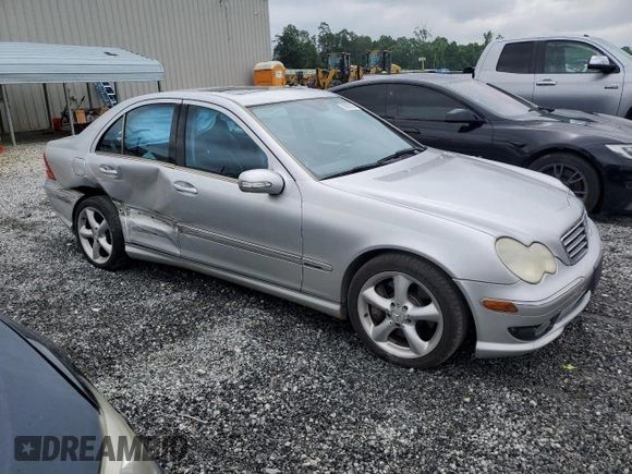 2005 Mercedes-Benz C 230 Kompressor with VIN WDBRF40J25F667368, listed as a Copart auction lot 59930135 with 149,996 mi miles and Salvage title. Bid and sale history available at DreamBid. Image 4.