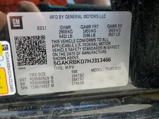 2017 Buick Enclave Leather with VIN 5GAKRBKD7HJ313466, listed as a Copart auction lot 52181345 with 81,552 mi miles and Salvage Title. Bid and sale history available at DreamBid. Image 16.