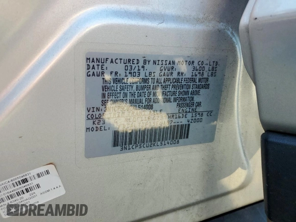 2019 Nissan Kicks SR with VIN 3N1CP5CU2KL514008, listed as a Copart auction lot 53964815 with 68,273 mi miles and Salvage Title. Bid and sale history available at carsss.com. Image 13.