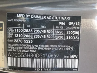 2013 Mercedes-Benz GLK-Class GLK 350 with VIN WDCGG5HB0DG010659, listed as a Copart auction lot 49921985 with 187,678 mi miles and Salvage Title. Bid and sale history available at carsss.com. Image 13.