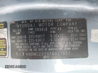 2007 Hyundai Entourage GLS z VIN KNDMC233976027957, wystawiony jako IAAI lot #41560350 z przebiegiem 188 483 mil mil oraz . Historia ofert i sprzedaży dostępna na DreamBid. Obrazek 9.