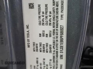 2023 Tesla Model 3 Long Range with VIN 5YJ3E1EB6PF686927, listed as a Copart auction lot 45602285 with 46,534 mi miles and Salvage Title. Bid and sale history available at DreamBid. Image 12.