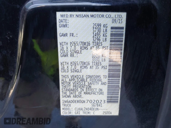 2016 Nissan Frontier SV z VIN 1N6AD0ER0GN702023, wystawiony jako IAAI lot #41975440 z przebiegiem 74 559 mil mil oraz . Historia ofert i sprzedaży dostępna na DreamBid. Obrazek 9.
