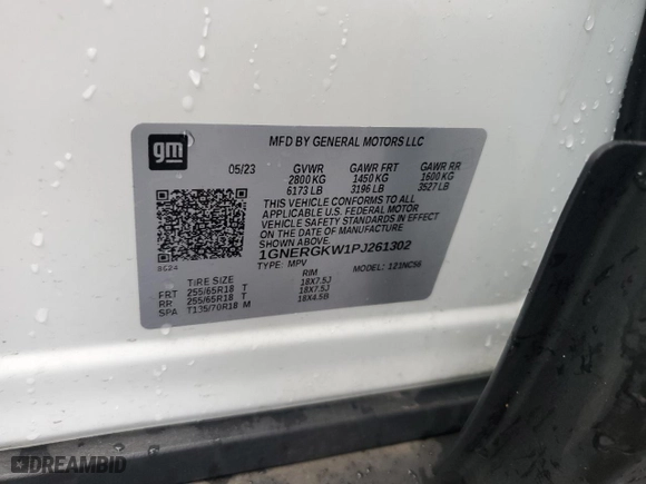 2023 Chevrolet Traverse LT Cloth with VIN 1GNERGKW1PJ261302, listed as a Copart auction lot 49271635 with 39,794 mi miles and Salvage Title. Bid and sale history available at carsss.com. Image 14.