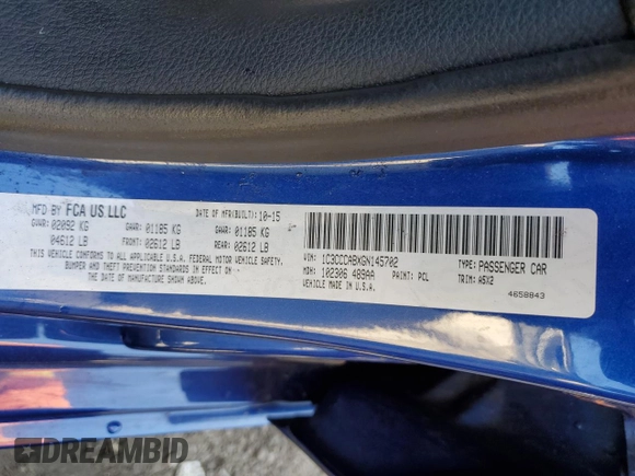 2016 Chrysler 200 Limited with VIN 1C3CCCABXGN145702, listed as a Copart auction lot 42990505 with 162,144 mi miles and Salvage Title. Bid and sale history available at DreamBid. Image 12.