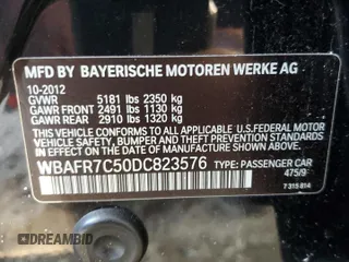 2013 BMW 5 Series 535i with VIN WBAFR7C50DC823576, listed as a Copart auction lot 82854723 with 94,102 mi miles and Clean Title. Bid and sale history available at DreamBid. Image 12.