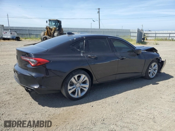 2021 Acura TLX Technology with VIN 19UUB5F49MA002169, listed as a Copart auction lot 57046525 with 60,256 mi miles and Salvage title. Bid and sale history available at DreamBid. Image 3.