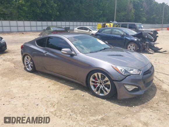 2015 Hyundai Genesis Coupe Ultimate with VIN KMHHU6KJ0FU129983, listed as a IAAI auction lot 42420357 with 104,870 mi miles and . Bid and sale history available at DreamBid. Image 1.