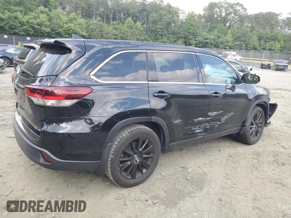 2019 Toyota Highlander SE with VIN 5TDJZRFH6KS566479, listed as a Copart auction lot 59003325 with 99,845 mi miles and Salvage title. Bid and sale history available at DreamBid. Image 3.