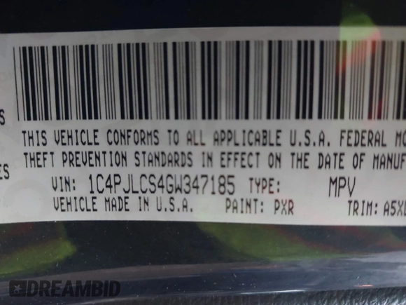 2016 Jeep Cherokee Latitude with VIN 1C4PJLCS4GW347185, listed as a IAAI auction lot 41909802 with 155,026 mi miles. Bid and sale history available at carsss.com. Image 9.
