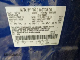2014 Ford Edge SE with VIN 2FMDK3GC8EBA58632, listed as a IAAI auction lot 42581938 with 221,451 mi miles and . Bid and sale history available at DreamBid. Image 9.