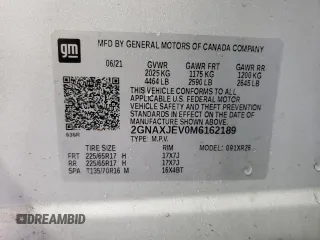 2021 Chevrolet Equinox LT with VIN 2GNAXJEV0M6162189, listed as a Copart auction lot 58557595 with 225,377 mi miles and Clean title. Bid and sale history available at DreamBid. Image 13.
