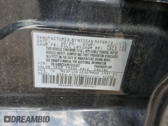2021 Nissan Sentra SV z VIN 3N1AB8CVXMY204467, wystawiony jako Copart lot #55492555 z przebiegiem 55 914 mil mil oraz Szkoda całkowita • Salvage title. Historia ofert i sprzedaży dostępna na DreamBid. Obrazek 12.