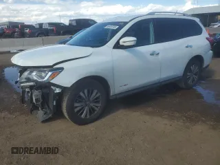 2018 Nissan Pathfinder SV with VIN 5N1DR2MM9JC670125, listed as a Copart auction lot 56885585 with 95,964 mi miles and Salvage title. Bid and sale history available at DreamBid. Image 1.
