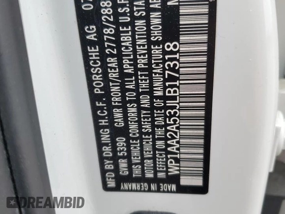 2018 Porsche Macan with VIN WP1AA2A53JLB17318, listed as a Copart auction lot 50155435 with 89,984 mi miles and Salvage Title. Bid and sale history available at DreamBid. Image 13.