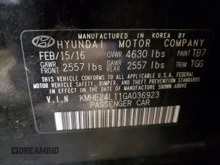 2016 Hyundai Sonata Hybrid SE with VIN KMHE24L11GA036923, listed as a Copart auction lot 40149594 with 125,144 mi miles. Bid and sale history available at carsss.com. Image 12.