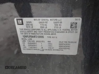 2015 Chevrolet Equinox LT z VIN 1GNFLFEK4FZ135685, wystawiony jako IAAI lot #42177710 z przebiegiem 95 214 mil mil oraz . Historia ofert i sprzedaży dostępna na DreamBid. Obrazek 9.