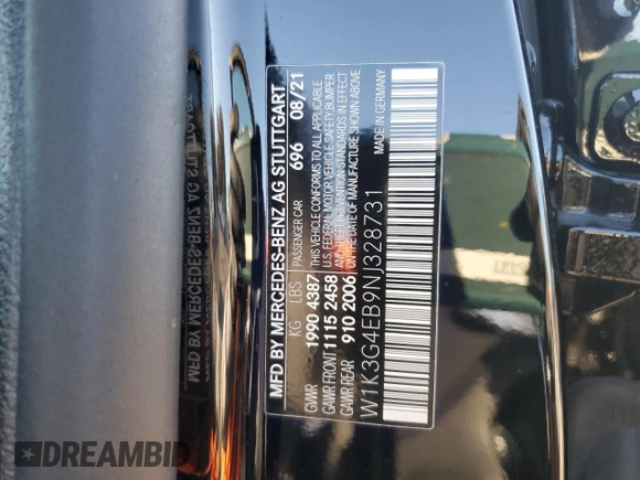 2022 Mercedes-Benz A 220 with VIN W1K3G4EB9NJ328731, listed as a Copart auction lot 48239395 with 15,268 mi miles and Salvage Title. Bid and sale history available at DreamBid. Image 13.