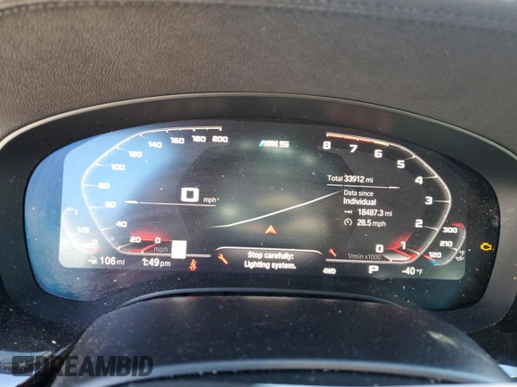 2020 BMW M5 Competition with VIN WBSJF0C01LCD36012, listed as a Copart auction lot 86910424 with 33,912 mi miles and Salvage Title. Bid and sale history available at carsss.com. Image 9.